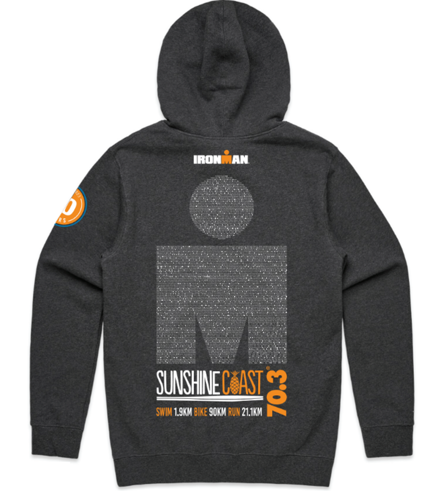 IRONMAN 70.3 Sunshine Coast 2023 Unisex Name Hoodie - Asphalt Marle