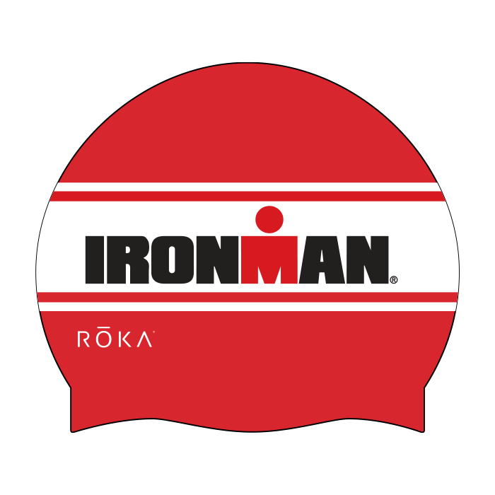 IRONMAN ROKA Silicone Swim Cap - Red Black