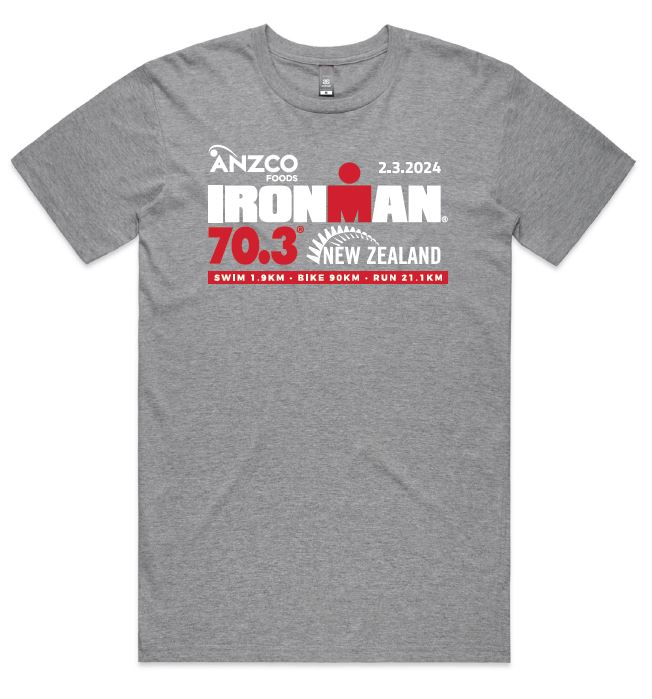 IRONMAN 70.3 New Zealand Men's Name Tee 2024 - Grey Marle