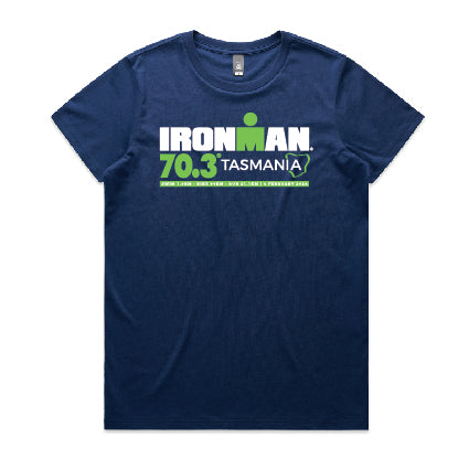 IRONMAN 70.3 Tasmania Women's Name Tee 2024 - Cobalt