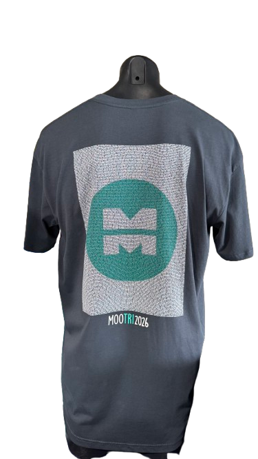 Mooloolaba Triathlon Mens Event Name Tee Petrol Blue