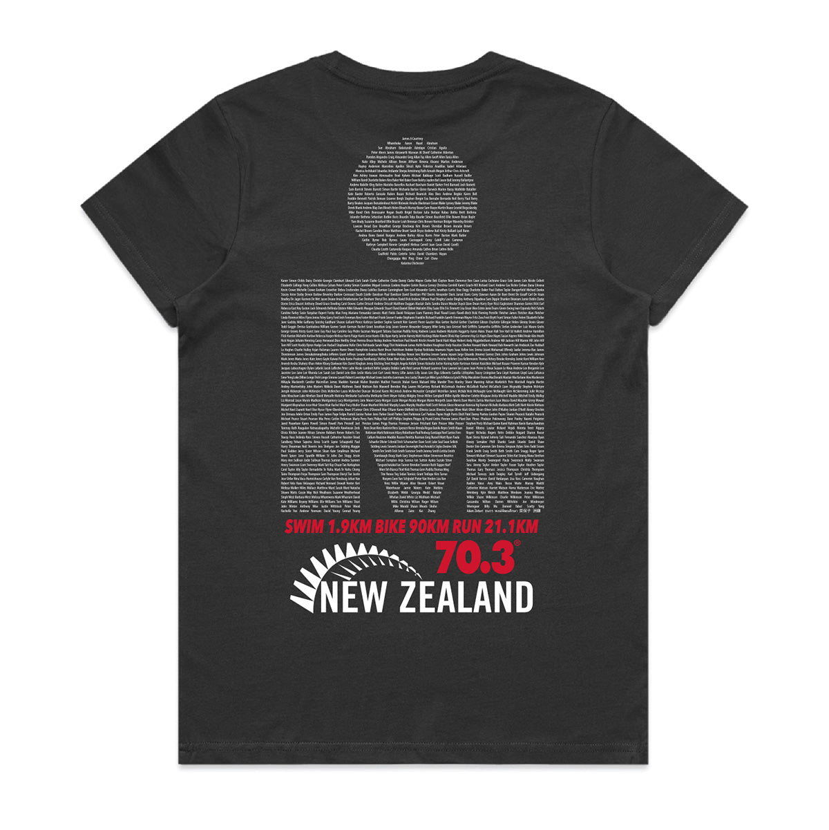 IRONMAN 70.3 New Zealand 2023 Women's Name Tee- Coal