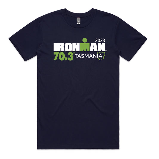 IRONMAN 70.3 Tasmania 2023 Unisex Name Tee- Navy Blue