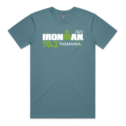 IRONMAN 70.3 Tasmania 2023 Unisex Name Tee- Slate Blue