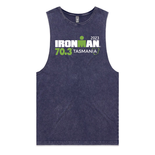 IRONMAN 70.3 Tasmania 2023 Unisex Name Tank- Blue